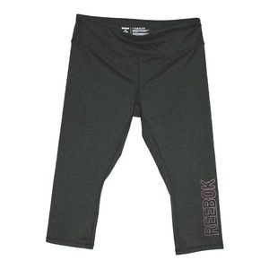 Reebok Women's Cropped Leggings Gray Pink Yoga‎ Capri Pant Logo Size Large